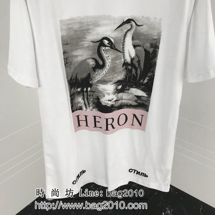 Heron Preston 18ss新款 仙鶴印花 寬鬆版 純棉短袖 男女同款 ydi1834